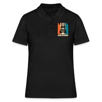40th Birthday Gamer Level 40 Gambler Gift - Women's Polo Shirt - black - Front - Ailine (174cm)