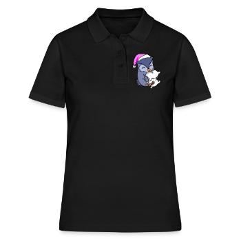 Hibou avec oreiller et bonnet de couchage - Polo Femme - noir - Devant - Ailine (174cm)