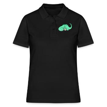 Dinosaure avec bébé dinosaure - Polo Femme - noir - Devant - Ailine (174cm)