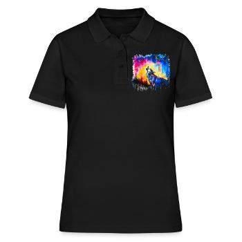 Wolf Aquarell - Frauen Polo Shirt - Schwarz - Vorne - Ailine (174cm)