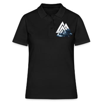 Valknut, Symbol von Odin - Mit Nebelwald - Frauen Polo Shirt - Schwarz - Vorne - Ailine (174cm)