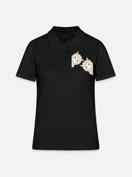 Cadeau drôle de lama alpaga - Polo Femme - noir