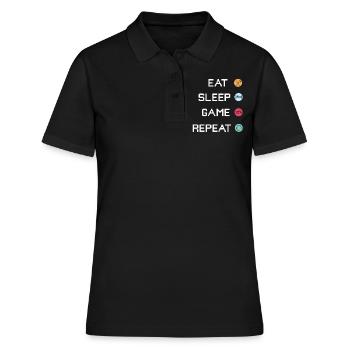 Eat Sleep Game Repeat - Jeux vidéo gaming - Polo Femme - noir - Devant - Ailine (174cm)