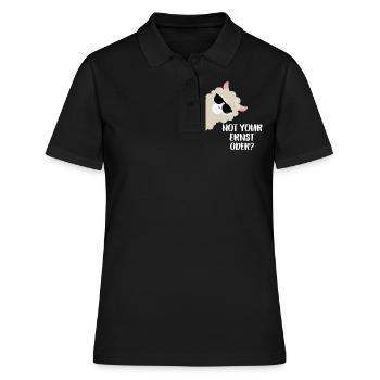Nicht dein Ernst Not your Ernst- Süßes Lama Alpaka - Frauen Polo Shirt - Schwarz - Vorne - Ailine (174cm)