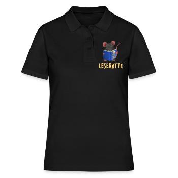 Leseratte / Bücherwurm - Frauen Polo Shirt - Schwarz - Vorne - Ailine (174cm)