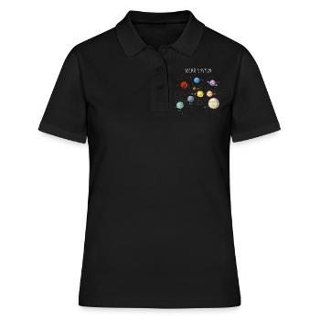 Système solaire avec toutes les planètes, orbites - Polo Femme - noir - Devant - Ailine (174cm)