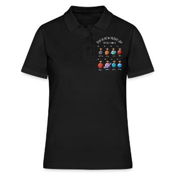 Planeten, Universum, Schwer Auf Planeten - Frauen Polo Shirt - Schwarz - Vorne - Ailine (174cm)
