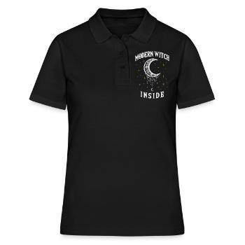 Moderne Hexe Innen, Hexerei Wiccan - Frauen Polo Shirt - Schwarz - Vorne - Ailine (174cm)
