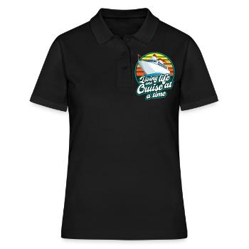 Kreuzfahrt, Schiffe, Urlaub Auf Einem Schiff - Frauen Polo Shirt - Schwarz - Vorne - Ailine (174cm)