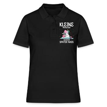 Einhorn Kleine Menschen werden später nass - Frauen Polo Shirt - Schwarz - Vorne - Ailine (174cm)
