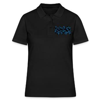 Quantum Runes Futhark 0 ©, linéaire, cellules,2-colorées - Polo Femme - noir - Devant - Ailine (174cm)