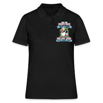 Ich Bin Second Hand Vegetarier Kuh Isst Gras - Frauen Polo Shirt - Schwarz - Vorne - Ailine (174cm)
