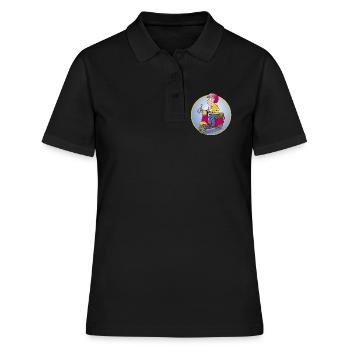 Der Rollerfahrer - Version1 - Frauen Polo Shirt - Schwarz - Vorne - Ailine (174cm)