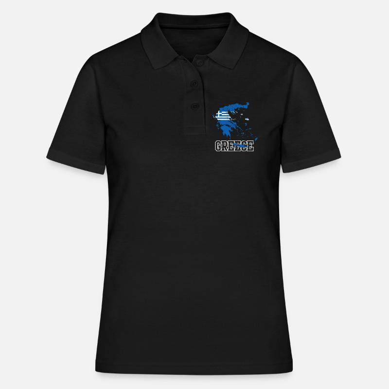 Greece Flag Map Design - Women's Polo Shirt - black