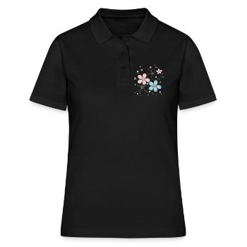 delicate flowers in pink and turquoise - Women's Polo Shirt - black - Front - Ailine (174cm)
