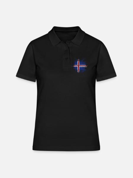 Drapeau de l’Islande grunge, fierté islandaise - Polo Femme - noir