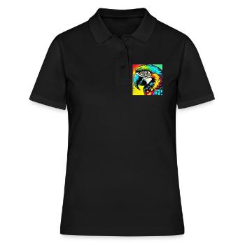 Papagei Pop Art - Frauen Polo Shirt - Schwarz - Vorne - Ailine (174cm)
