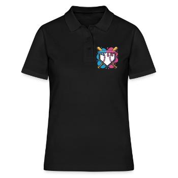 Baseball Home Plate Pink Blau Gekreuzte Schlaeger - Frauen Polo Shirt - Schwarz - Vorne - Ailine (174cm)