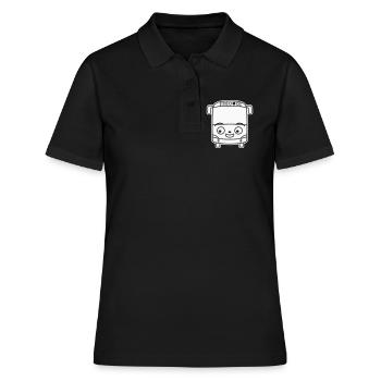 Kleiner Bus Cartoon – Comic Schulbus Reise Spaß - Frauen Polo Shirt - Schwarz - Vorne - Ailine (174cm)