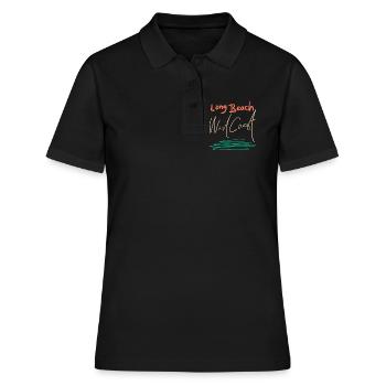 Ambiance Retro Sunset de la côte Ouest de Long Beach - Polo Femme - noir - Devant - Ailine (174cm)