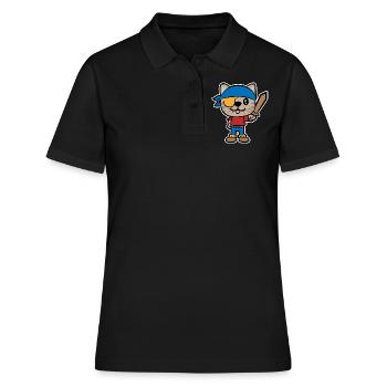 Chat pirate avec épée en bois - Polo Femme - noir - Devant - Ailine (174cm)