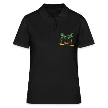 Cadeau d'été de palmiers soleil plage vacances - Polo Femme - noir - Devant - Ailine (174cm)