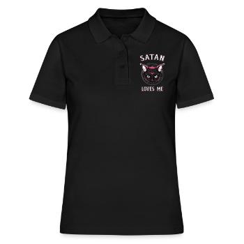 Satan m’aime Chaton satanique Goth - Polo Femme - noir - Devant - Ailine (174cm)