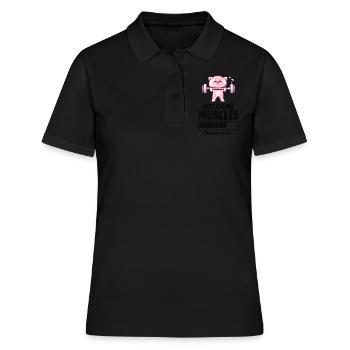 Haltérophile chat Renforcement musculaire Gym Humour - Polo Femme - noir - Devant - Ailine (174cm)
