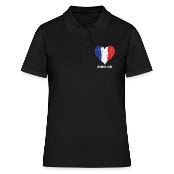 Football de football féminin de cœur français - Polo Femme - noir - Devant - Ailine (174cm)