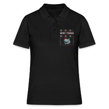 Joyeux Fishmas Anglershirt Wels Noël - Polo Femme - noir - Devant - Ailine (174cm)