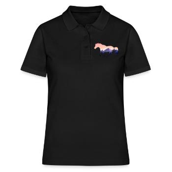 Wildpferd Wildpferde reiten Reiter Geschenk Gestüt - Frauen Polo Shirt - Schwarz - Vorne - Ailine (174cm)