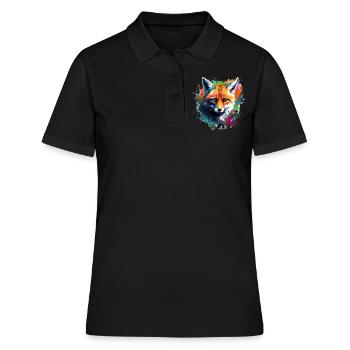 Aquarell Fuchs, Fuchs - Frauen Polo Shirt - Schwarz - Vorne - Ailine (174cm)
