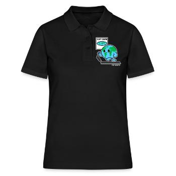 Flache Erde Runde Erde - Frauen Polo Shirt - Schwarz - Vorne - Ailine (174cm)