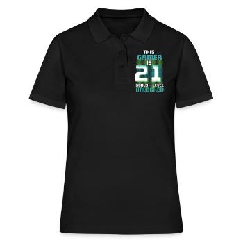 This Gamer Is Video Game Lover Gamer Age 21 - Women's Polo Shirt - black - Front - Ailine (174cm)