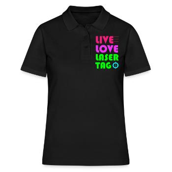 Lasertag, Laser - Frauen Polo Shirt - Schwarz - Vorne - Ailine (174cm)