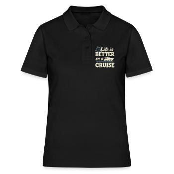 Kreuzfahrtschiff Sommerurlaub - Frauen Polo Shirt - Schwarz - Vorne - Ailine (174cm)