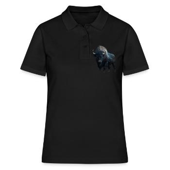 Bison schwarz Büffel mit Blitzen und Donner stark - Frauen Polo Shirt - Schwarz - Vorne - Ailine (174cm)