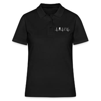 Courbe ECG Yeti - Courbe cardiaque - Pouls - Polo Femme - noir - Devant - Ailine (174cm)