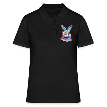Tom the spectacled rabbit - Women's Polo Shirt - black - Front - Ailine (174cm)