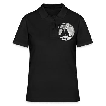 Chats sur arbre au clair de lune - Cher chat - Polo Femme - noir - Devant - Ailine (174cm)