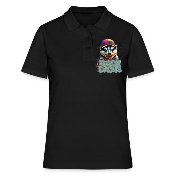 Frechdachs- Frecher Dachs Graffiti Style - Frauen Polo Shirt - Schwarz - Vorne - Ailine (174cm)