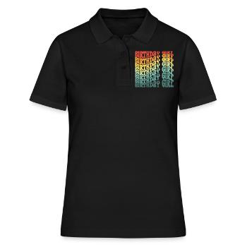 Anniversaire Fille Groovy Rétro Vintage Anniversaire - Polo Femme - noir - Devant - Ailine (174cm)