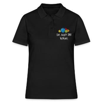 Essen, schlafen, RPG, wiederholen - Frauen Polo Shirt - Schwarz - Vorne - Ailine (174cm)