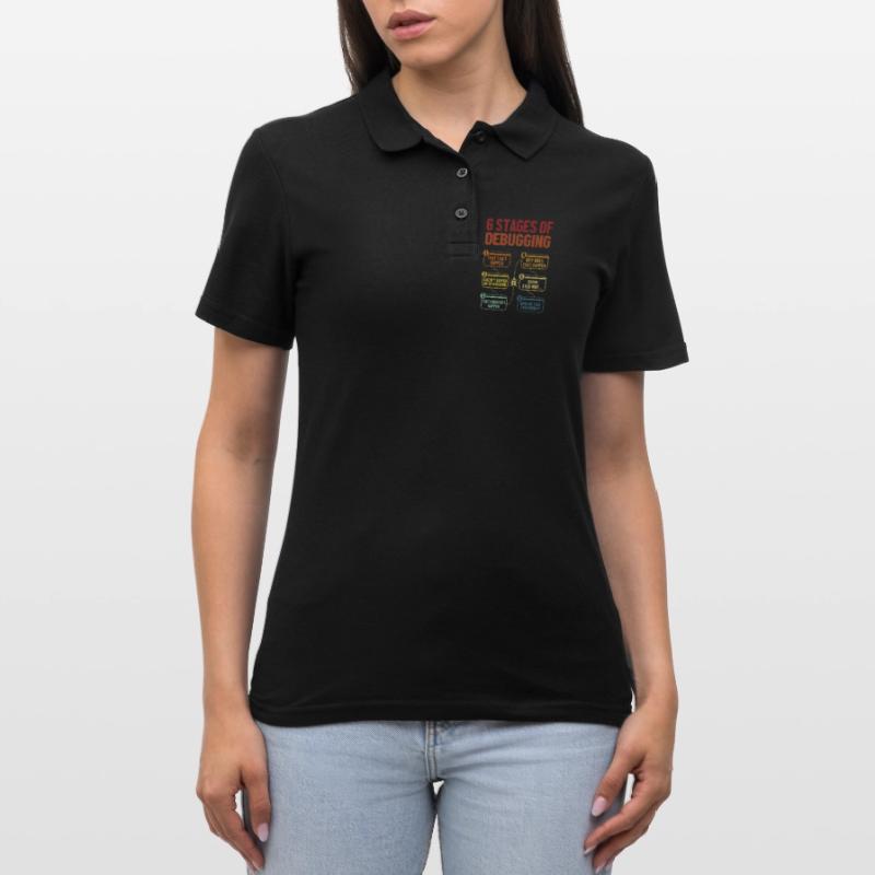 6 Stages of Debugging Softwareingenieur Coder Frauen Polo Shirt