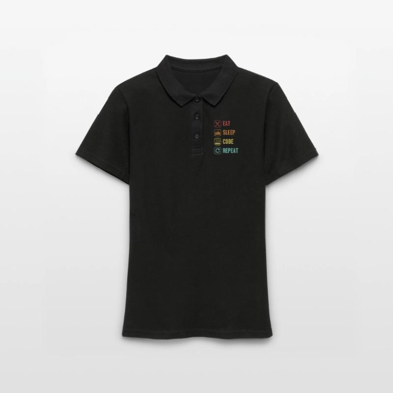 Eat Sleep Code Repeat Software Engineer Coder Polo Femme