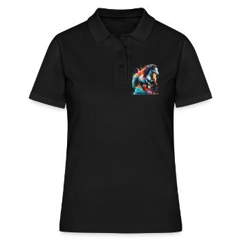 Pferd - Frauen Polo Shirt - Schwarz - Vorne - Ailine (174cm)