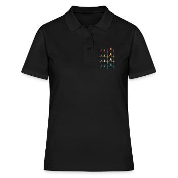 Running Heartbeat Retro Gift for Running Lovers - Women's Polo Shirt - black - Front - Ailine (174cm)