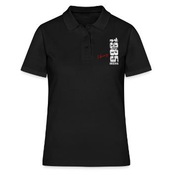 Février 1985 Vintage Né Anniversaire Rétro - Polo Femme - noir - Devant - Ailine (174cm)