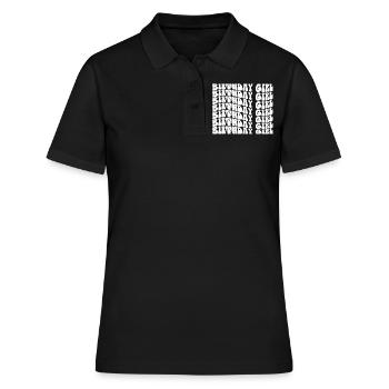 Anniversaire Fille Groovy Rétro Vintage Anniversaire - Polo Femme - noir - Devant - Ailine (174cm)