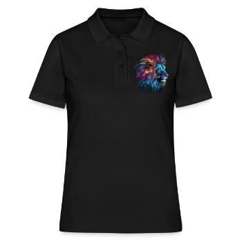 Lion Colorful Big Cat Kuns Animal Gift Africa Zoo - Women's Polo Shirt - black - Front - Ailine (174cm)